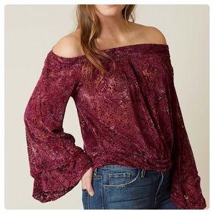 FREE PEOPLE Ginger Berry Velvet Top NWT